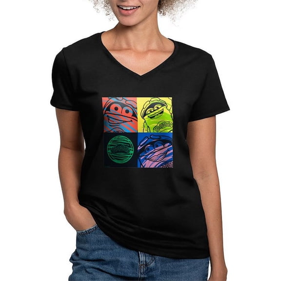 CafePress - Play Doh Characters T Shirt - Women's V-Neck Dark T-Shirt