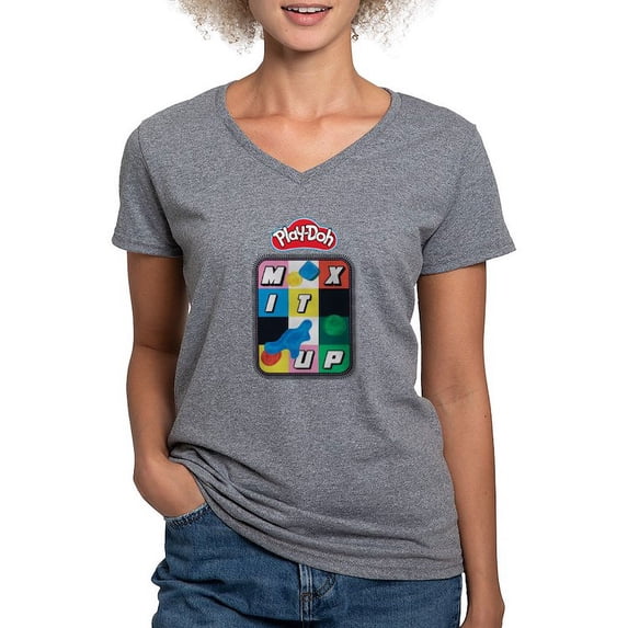 CafePress - Play Doh Mix It Up T Shirt - Women's V-Neck Dark T-Shirt