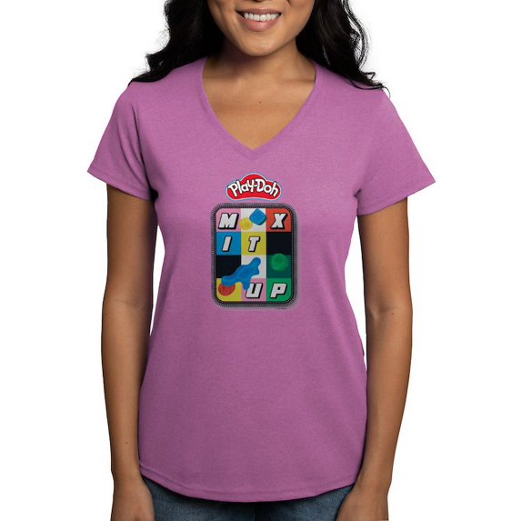 CafePress - Play Doh Mix It Up T Shirt - Women's V-Neck Dark T-Shirt