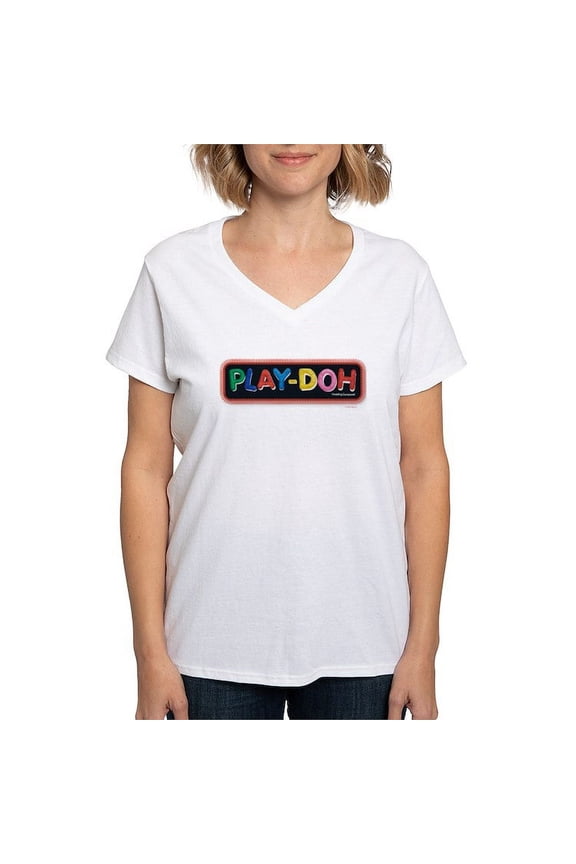 - Play Doh Stitched Logo T Shirt - Womens Cotton V-Neck T-shirt