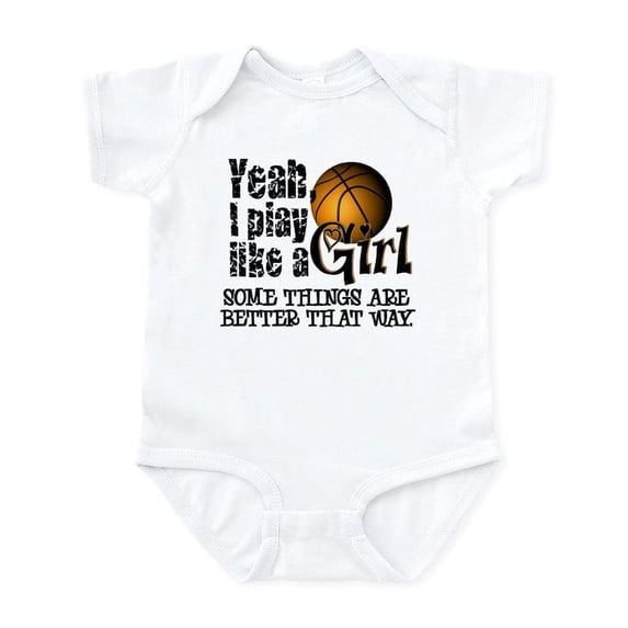 CafePress - Play Like A Girl Basketball Baby Light Bodysuit - Baby Light Bodysuit, Size Newborn - 24 Months