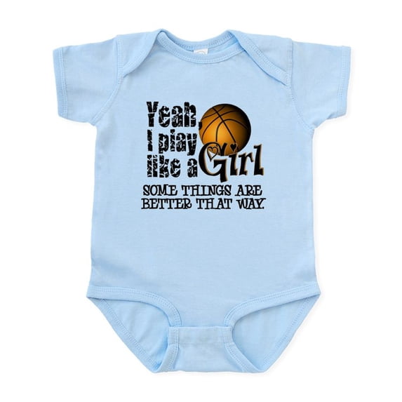 CafePress - Play Like A Girl Basketball Baby Light Bodysuit - Baby Light Bodysuit, Size Newborn - 24 Months