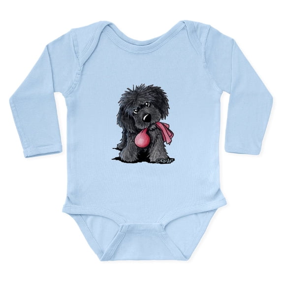 CafePress - Playful Newfie Pup Long Sleeve Infant Bodysuit - Long Sleeve Cotton Baby Bodysuit