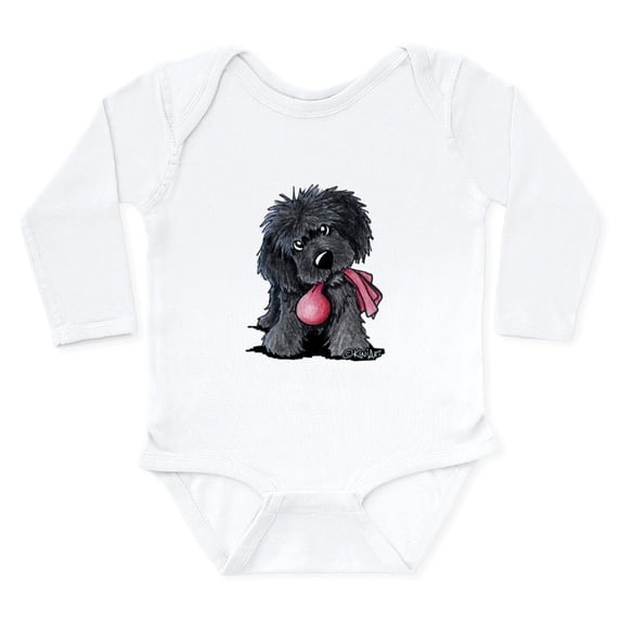 CafePress - Playful Newfie Pup Long Sleeve Infant Bodysuit - Long Sleeve Cotton Baby Bodysuit