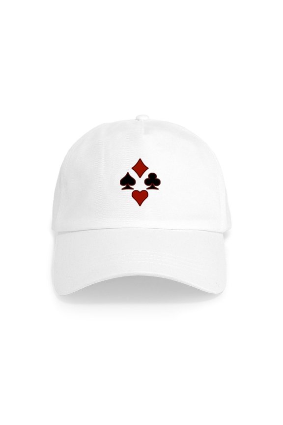 - Playing Card Suits Cap - Adjustable 100% Brushed Unisex Casual Cotton Baseball Cap, Beige, 1
