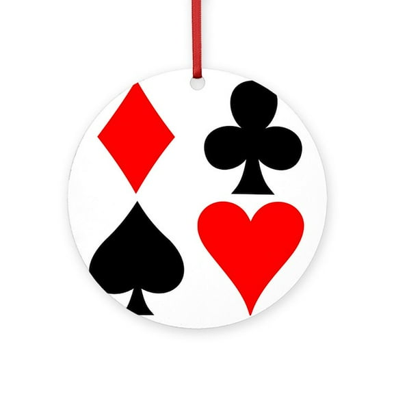 CafePress - Playing Card Suits. -  Round Wood Ornament 4"