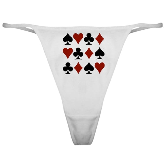 CafePress - Playing Card Symbols Classic Thong - Women's Novelty Thong Panties Underwear