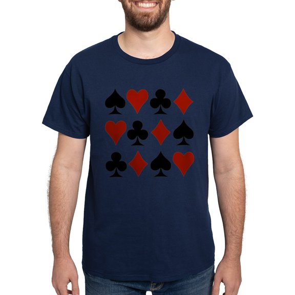 CafePress - Playing Card Symbols Dark T Shirt - Men's Classic Graphic Cotton T-Shirt