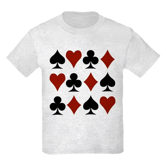 CafePress - Playing Card Symbols Kids Light T Shirt - Light Classic Kids Graphic, Short Sleeve T-Shirt, Sizes XS-XL
