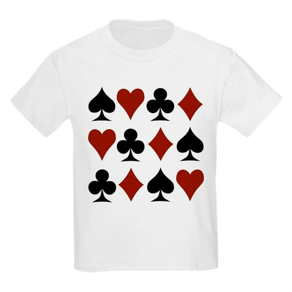 CafePress - Playing Card Symbols Kids Light T Shirt - Light Classic Kids Graphic, Short Sleeve T-Shirt, Sizes XS-XL