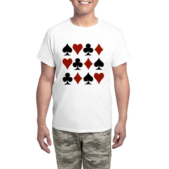 CafePress - Playing Card Symbols Men's Light Pajamas - Men's Light Loose Fit Cotton Pajama Set