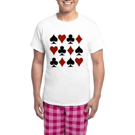 CafePress - Playing Card Symbols Men's Light Pajamas - Men's Light Loose Fit Cotton Pajama Set