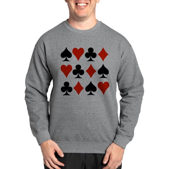 CafePress - Playing Card Symbols Sweatshirt - Crew Neck Sweatshirt