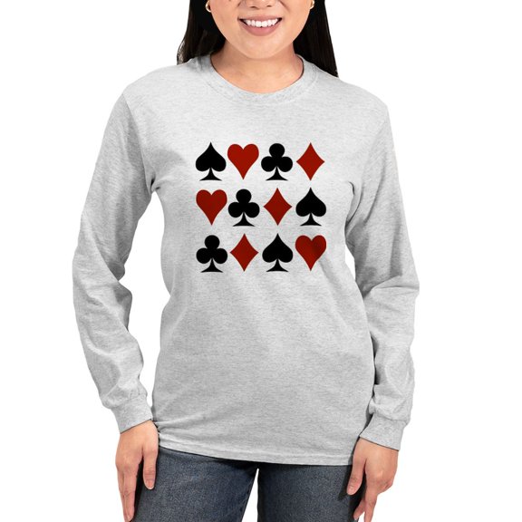 CafePress - Playing Card Symbols Women's Long Sleeve T Shirt - Women's Long Sleeve Graphic Casual T-Shirt