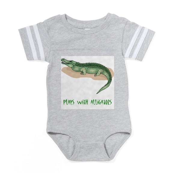 CafePress - Plays With Alligato... - Cute Infant Baby Football Bodysuit