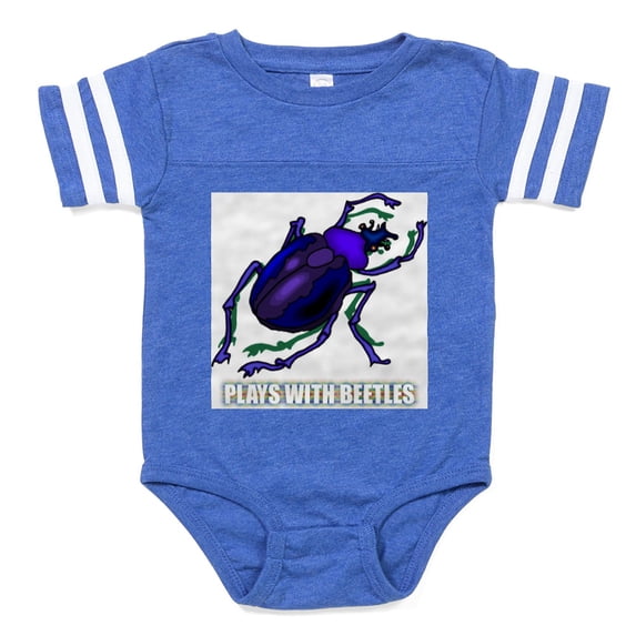CafePress - Plays With Beetles 4 - Cute Infant Baby Football Bodysuit