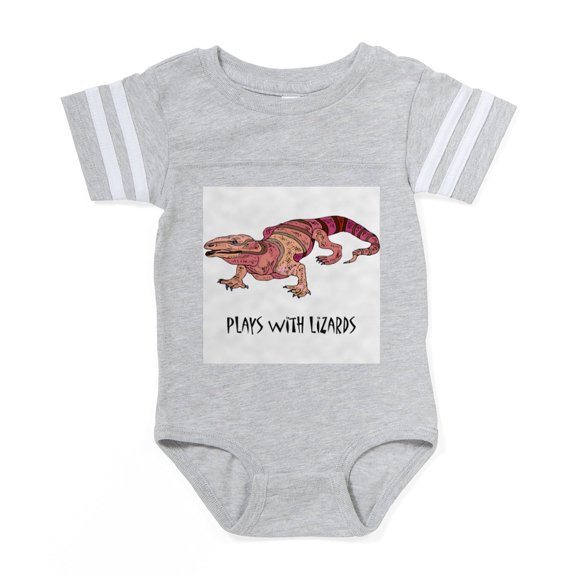 CafePress - Plays With Lizards ... - Cute Infant Baby Football Bodysuit