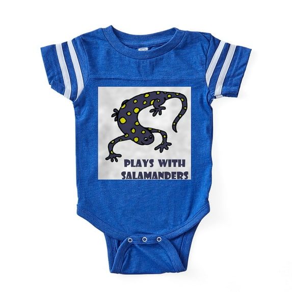 CafePress - Plays With Salamand... - Cute Infant Baby Football Bodysuit