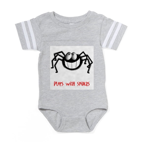 CafePress - Plays With Spiders 2 - Cute Infant Baby Football Bodysuit
