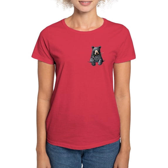 CafePress - Pocket Black Bear Women's Dark T Shirt - Women's Traditional Fit Dark T-Shirt