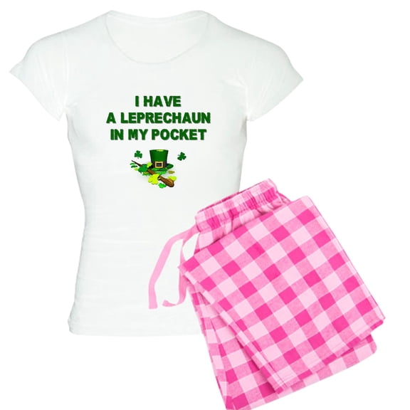 CafePress - Pocket Leprechaun Women's Light Pajamas - Women's Short Sleeve Print T-Shirt and Pants Light Cotton Pajama Set