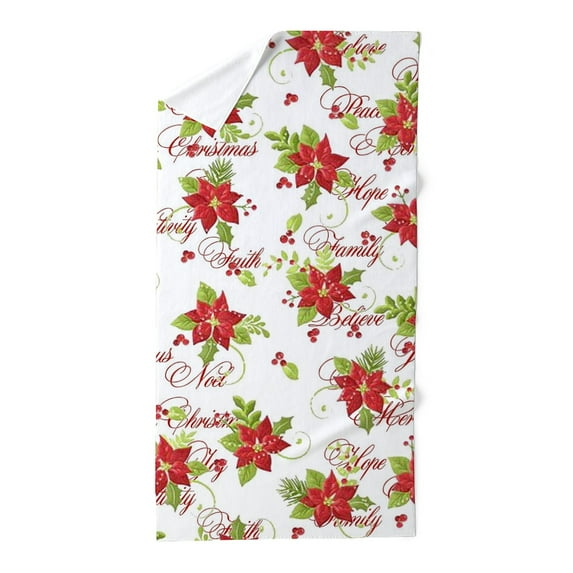 CafePress - Poinsettias And Christmas Words - Large Beach Towel, Soft 30"x60" Towel with Unique Design