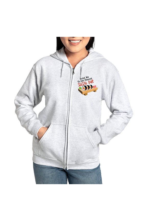 - Point Me To The Nearest SUSHI BAR Zip Hoodie - Women's Zip Hoodie