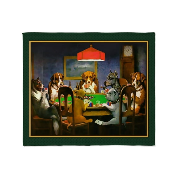 CafePress - Poker Dogs Friend (Green Border) Throw Blanket - Soft Fleece Throw Blanket, 50"x60" for All Ages