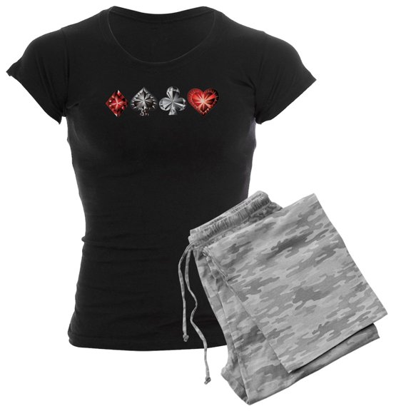CafePress - Poker Gems Pajamas - Women's Short Sleeve Print T-Shirt and Pants Dark Cotton Pajama Set