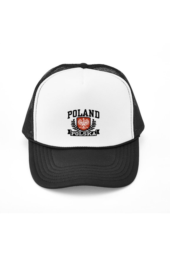- Poland Polska - Adjustable Unisex Printed Trucker Hat with Mesh Back