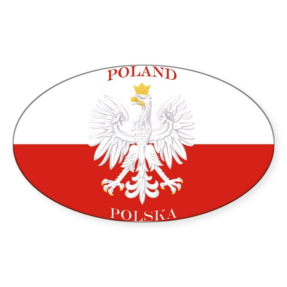CafePress - Poland Polska White Eagle Flag Sticker - Sticker (Oval)