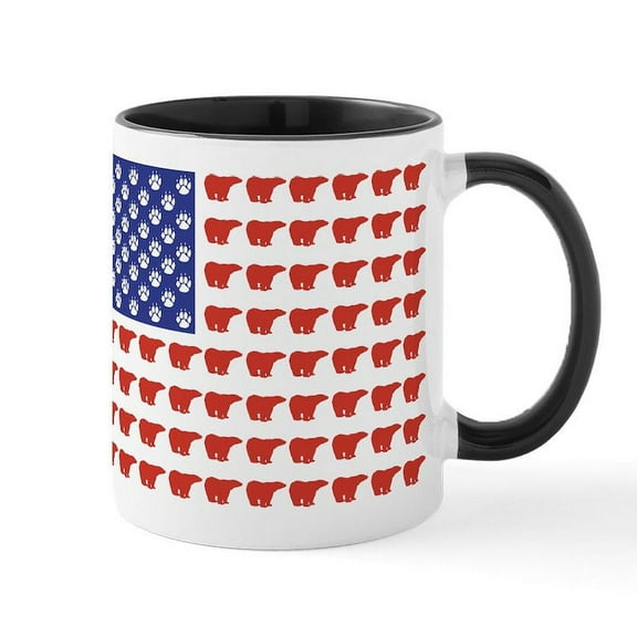 CafePress - Polar Bear Patriotic Flag Print Mug - 11 oz Ceramic Mug - Novelty Coffee Tea Cup