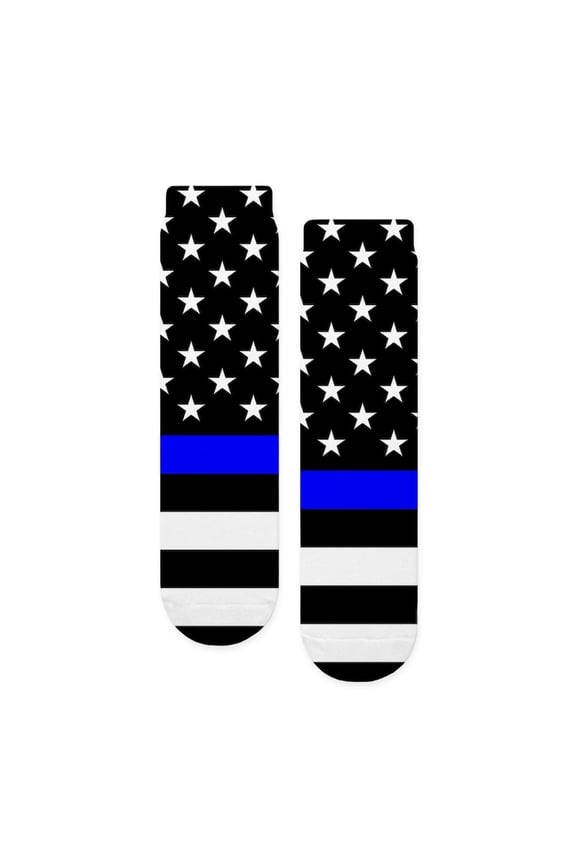 - Police: Black Flag &Amp; The Thin Blue Line - Unisex Novelty Printed Crew Adult Socks