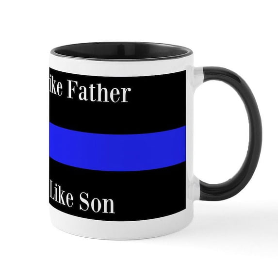 CafePress - Police Like Father Like Son Mugs - 11 oz Ceramic Mug - Novelty Coffee Tea Cup