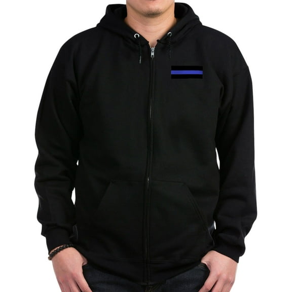CafePress - Police Officer Thin Blue Line Zip Hoodie (Dark) - Zip Hoodie, Classic Hooded Sweatshirt with Metal Zipper