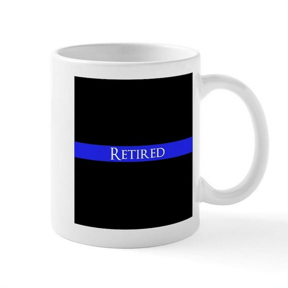 CafePress - Police Retired Thin Blue Line Mugs - 11 oz Ceramic Mug - Novelty Coffee Tea Cup