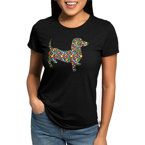 CafePress - Polka Dot Doxie Women's Deluxe T Shirt - Womens Tri-blend T-Shirt