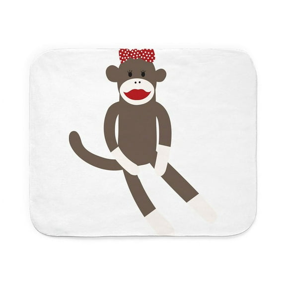 CafePress - Polka Dot Sock Monkey - Sherpa Fleece Throw Blanket 60" x 50"