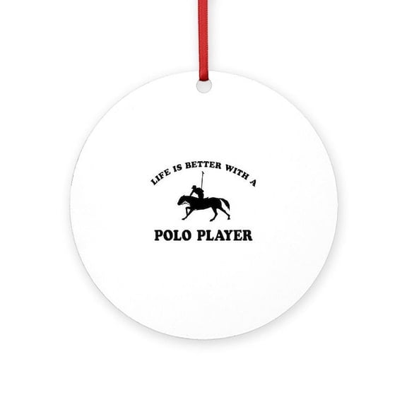 CafePress - Polo Player Vector Designs - Round Wood Ornament 4"