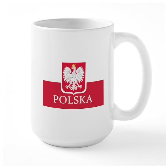 CafePress - Polska Polish Flag Mugs - 15 oz Ceramic Large White Novelty Mug