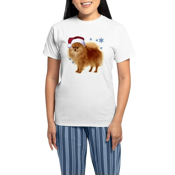 CafePress - Pomeranian Head Dog Art Women's Light Pajamas - Women's Short Sleeve Print T-Shirt and Pants Light Cotton Pajama Set