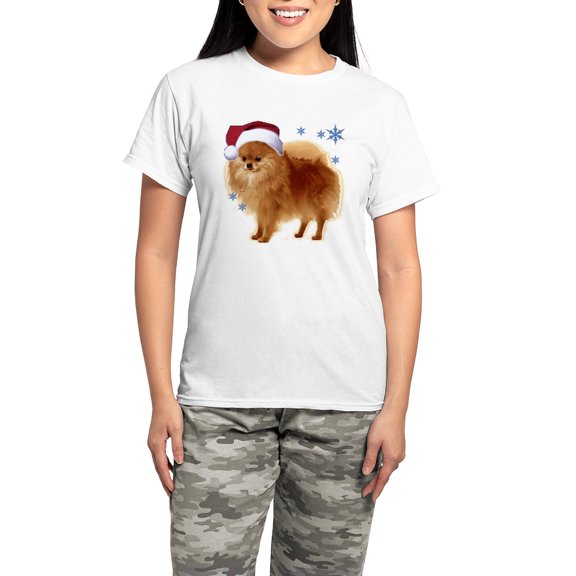 CafePress - Pomeranian Head Dog Art Women's Light Pajamas - Women's Short Sleeve Print T-Shirt and Pants Light Cotton Pajama Set
