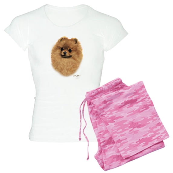 CafePress - Pomeranian Women's Light Pajamas - Women's Short Sleeve Print T-Shirt and Pants Light Cotton Pajama Set