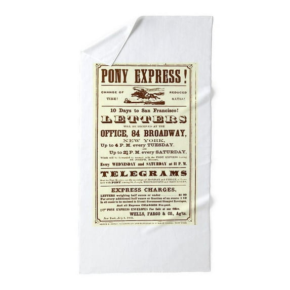 CafePress - Pony Express Vintage Poster 2 - Large Beach Towel, Soft 30"x60" Towel with Unique Design