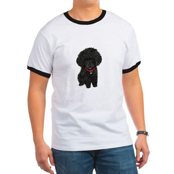CafePress - Poodle Pup (Blk) Ringer T - 100% Cotton Ringed T-Shirt