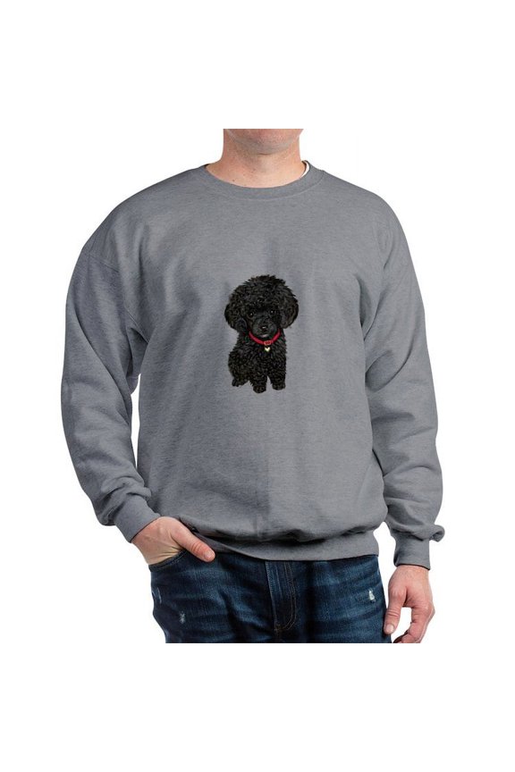 - Poodle Pup (Blk) Sweatshirt - Crew Neck Sweatshirt
