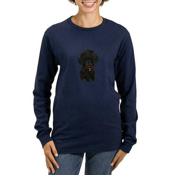 CafePress - Poodle Pup (Blk) Women's Long Sleeve Dark T Shirt - Women's Long Sleeve Graphic Tee Casual Fit