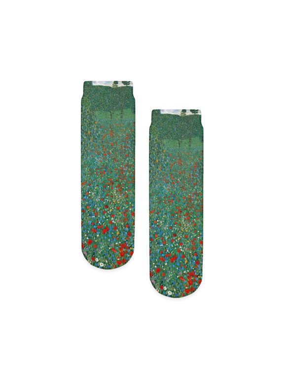 - Poppy Field By Gustav Klimt - Unisex Novelty Printed Crew Kids Socks