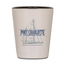 CafePress - Port Charlotte - White/Black Shot Glass, Unique and Funny Shot Glass