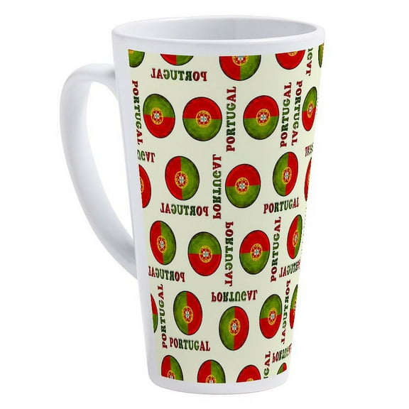 CafePress - Portugal Flag Pattern - 17 Oz White Ceramic Latte Mug